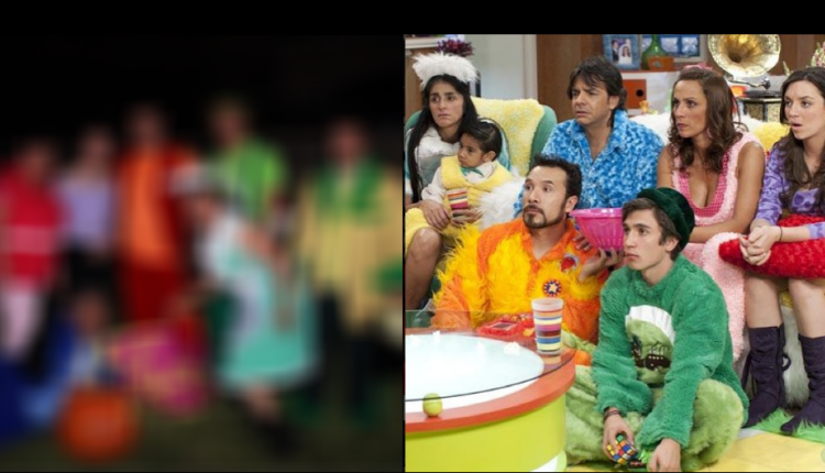 familia se disfraza de la familia peluche