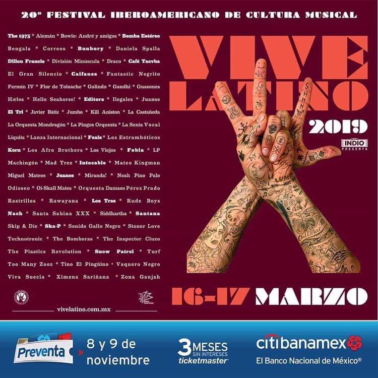 Revelan “por error” cartel de la edición 20 del Vive Latino. Noticias en tiempo real