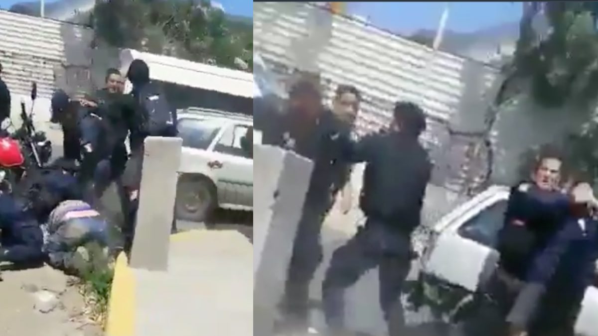 policias golpean mototaxista
