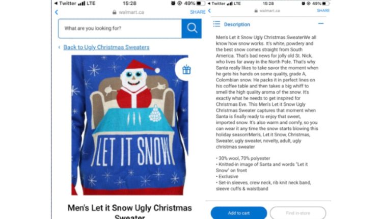 sueter cocaina walmart